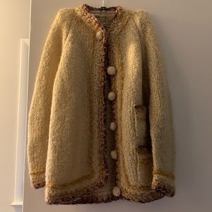 Vintage Blairmoor wool hand knitted oatmeal color cardigan sweater M